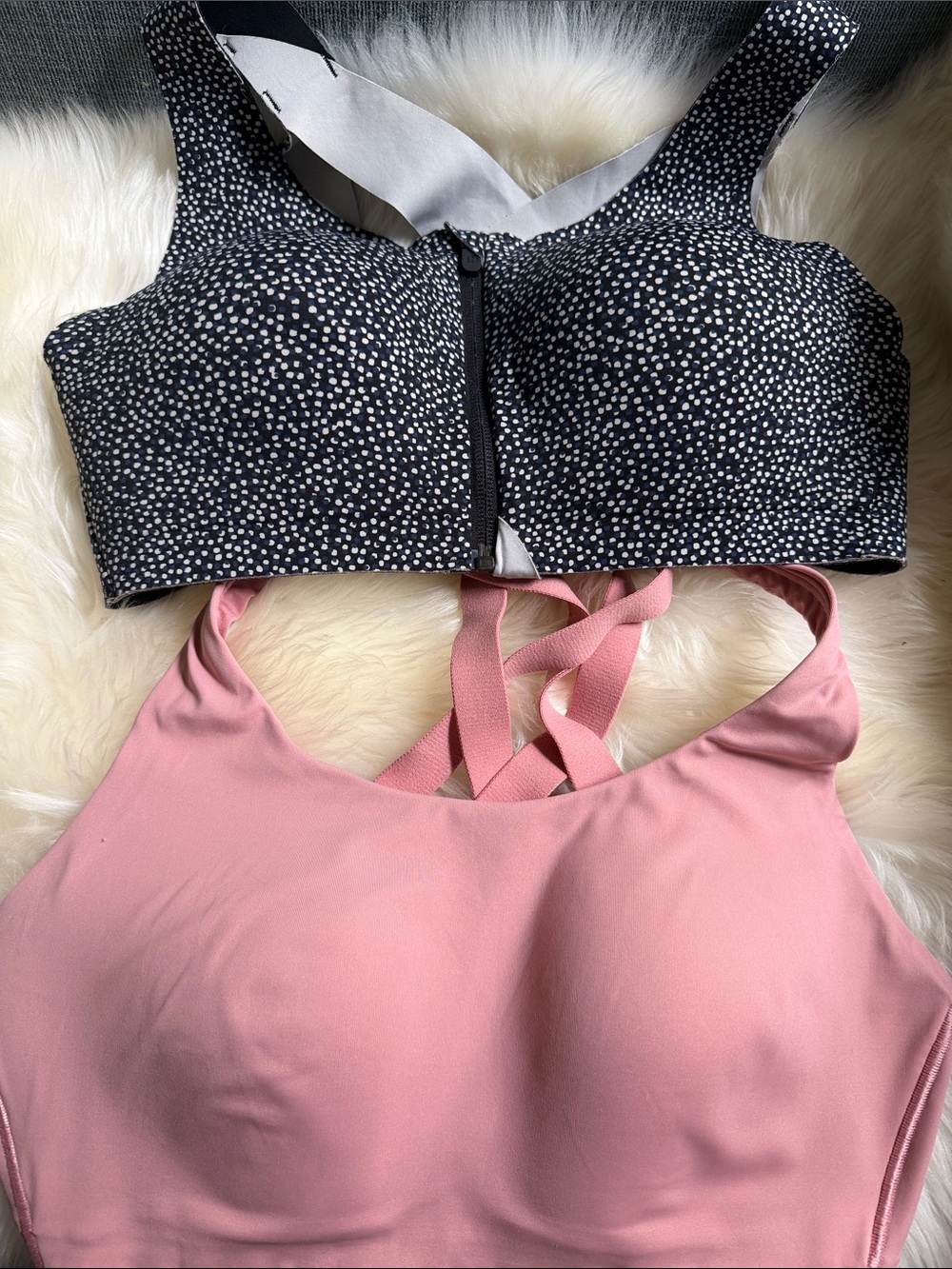 lululemon athletica Pink Crisscross & Black Speckled Sports Bra lot